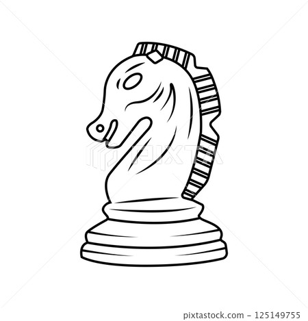 Chess Knight Outline Icon Illustration on White Background Chess Knight Outline Icon Illustration on White Background 125149755