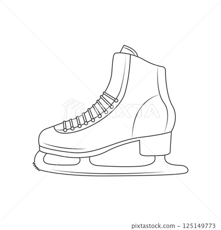 Ice Skating Shoes Outline Icon Illustration on White Background 125149773