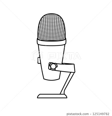 Microphone Icon in Outline Style on a White Background Suitable for Sound, Audio, Music Icon. Isolated 125149782