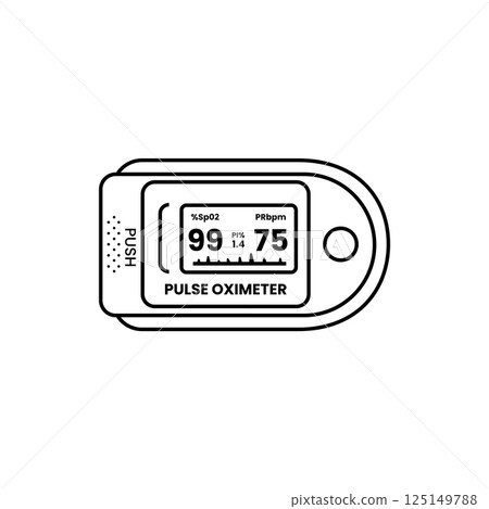 Oximeter Line Icon Illustration on Isolated White Background Suitable for Medical, Clinic, Healthcare Icon. Outline Style Oximeter Line Icon Illustration on Isolated White Background Suitable for Medical, Clinic, Healthcare Icon. Outline Style 125149788