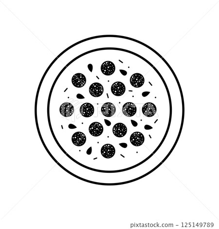Pepperoni Pizza Outline Icon Illustration on White Background Pepperoni Pizza Outline Icon Illustration on White Background 125149789