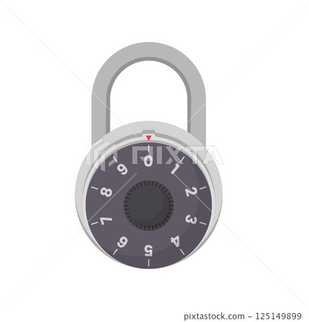 Padlock with Code Number Flat Illustration. Clean Icon Design Element on Isolated White Background Padlock with Code Number Flat Illustration. Clean Icon Design Element on Isolated White Background 125149899