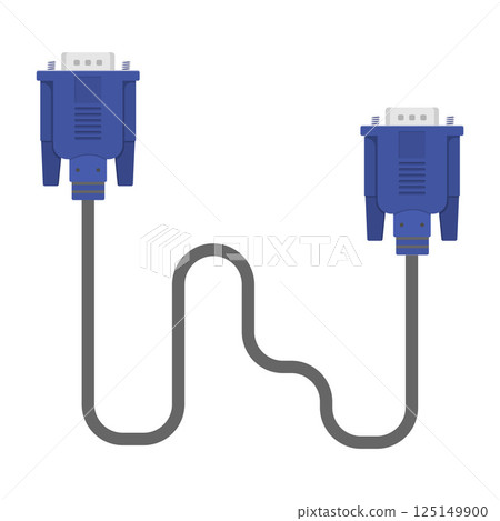 Male to Male VGA Cable Flat Illustration. Clean Icon Design Element on Isolated White Background Male to Male VGA Cable Flat Illustration. Clean Icon Design Element on Isolated White Background 125149900