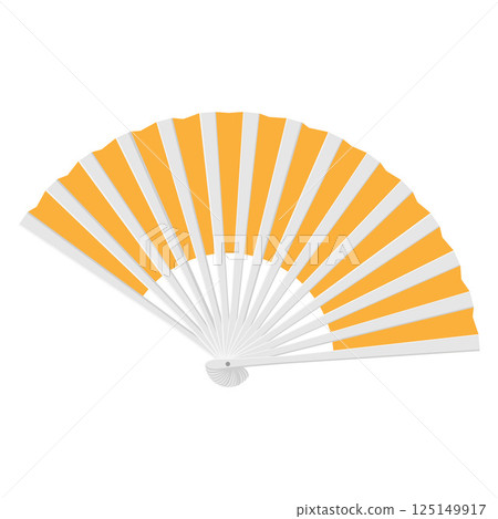 Folding Paper Hand Fan Flat Illustration. Clean Icon Design Element on Isolated White Background 125149917