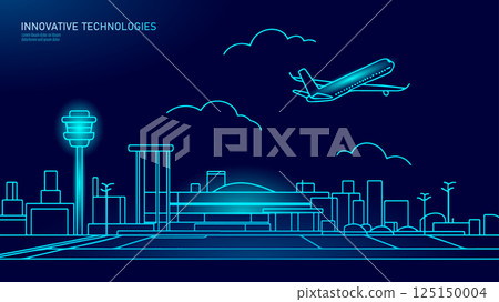 Continuous one single line art passenger airplane travel concept. Fast flying to the left plain cargo trip white sky business hand drawn sketch. Aviation transport tourism vector illustration 125150004