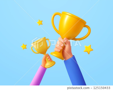 3d two Hand hold trophy with star 3d two Hand hold trophy with star 125150433