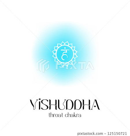 Vishuddha throat chakra symbol in blue radiant 125150721