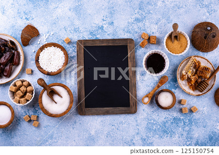 Various sugar replacement, healthy sweetener concept 125150754