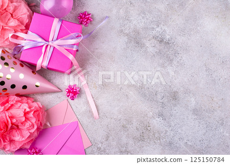 Birthday party celebration concept with papaer hat 125150784