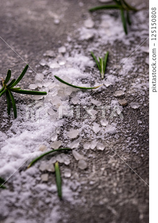 Natural sea salt crystals on dark background 125150808