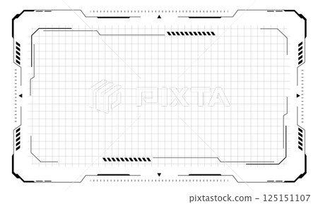 HUD frames black user interface elements design modern technology futuristic control panel screen digital hologram window gaming menu touching cyber monitor set white background vector 125151107