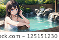 女孩在溫泉裡擺姿勢 125151230