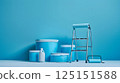 DIY Home Improvement Project with Vibrant Blue Room Painting and Painting Supplies 125151588