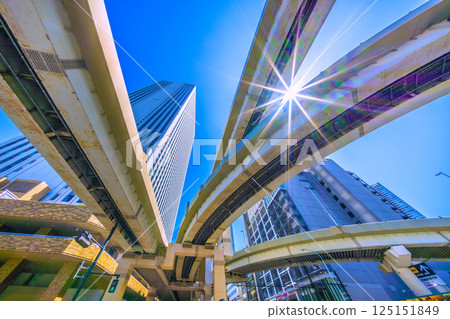 Tokyo cityscape in Japan: Sunshine pours in...view of Sunshine 60 in Ikebukuro and Ikebukuro Junction 125151849