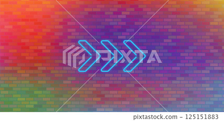 Vector Brick Wall Background. Blue Neon Arrow. Abstract Red Brick Pattern. Vector Brick Wall Background. Blue Neon Arrow. Abstract Red Brick Pattern. 125151883