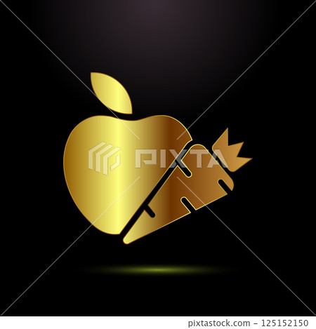 Healthy eating icon design illustration. Healthy food sign symbol in gold color style 125152150