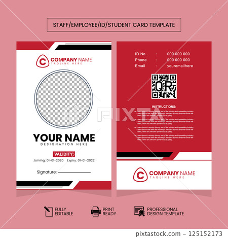 Clean and Simple ID Card Design Template. Simple Business ID Card Design Template, Clean and Smooth. Modern Clean ID Card Template. Staff and Student Card Design Template. 125152173