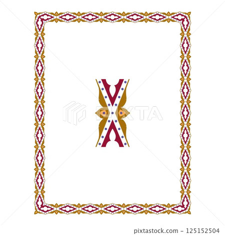 Vintage floral classic calligraphic retro vignette scroll frames ornamental design elements black and color set isolated vector 125152504