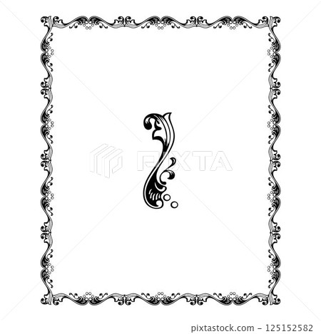 Vintage floral classic calligraphic retro vignette scroll frames ornamental design elements black and color set isolated vector 125152582