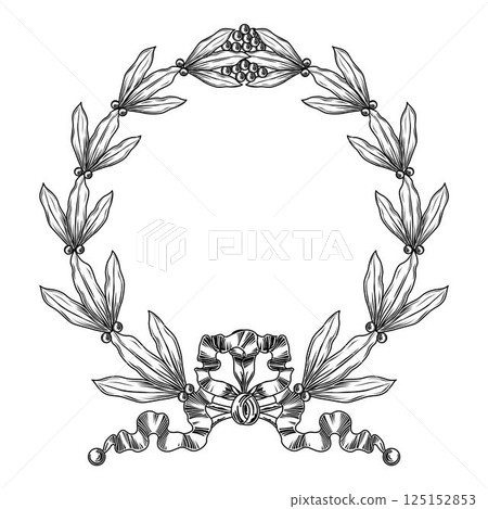 Sketch hand drawn traditional winning laurel branch wreaths set isolated vector illustration 125152853