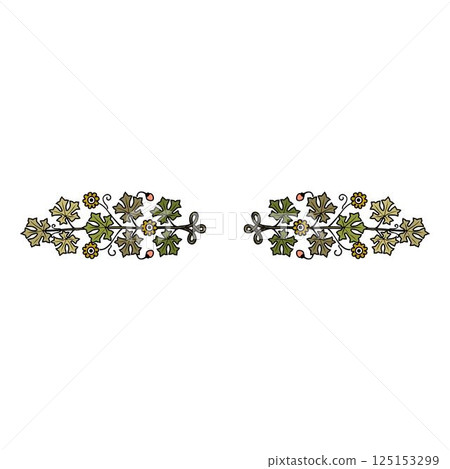 Vintage floral calligraphic floral vignette scroll corners ornamental design elements set isolated illustration Vintage floral calligraphic floral vignette scroll corners ornamental design elements set isolated illustration 125153299