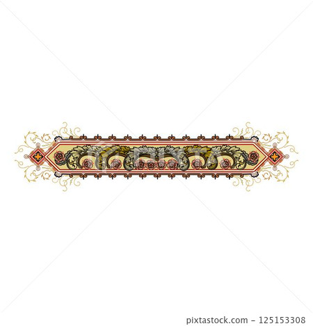 Vintage floral calligraphic floral vignette scroll corners ornamental design elements set isolated illustration 125153308