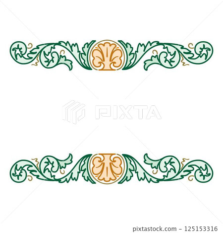 Vintage floral calligraphic floral vignette scroll corners ornamental design elements set isolated illustration 125153316