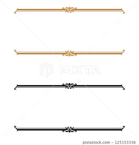 Vintage floral calligraphic floral vignette scroll corners ornamental design elements set isolated illustration 125153336