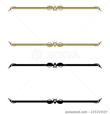 Vintage floral calligraphic floral vignette scroll corners ornamental design elements set isolated illustration 125153337