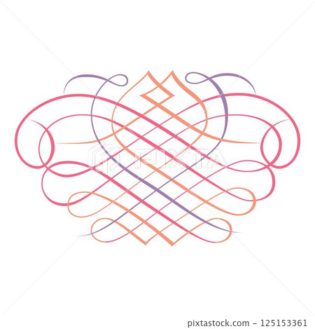 Vintage floral calligraphic floral vignette scroll corners ornamental design elements set isolated illustration 125153361