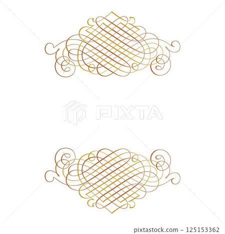 Vintage floral calligraphic floral vignette scroll corners ornamental design elements set isolated illustration 125153362