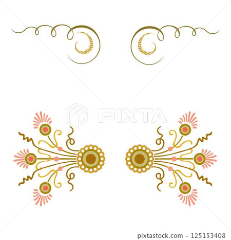 Vintage floral calligraphic floral vignette scroll corners ornamental design elements set isolated illustration Vintage floral calligraphic floral vignette scroll corners ornamental design elements set isolated illustration 125153408