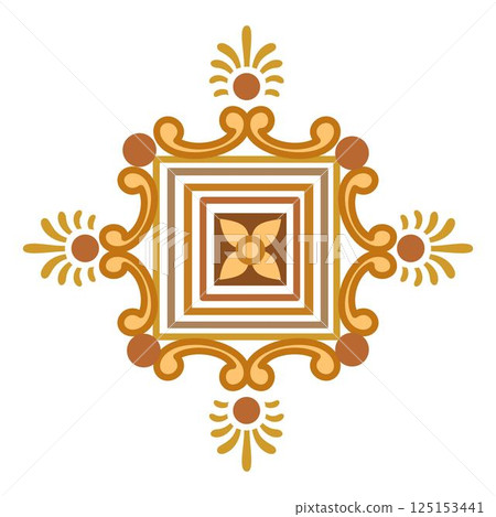 Vintage floral calligraphic floral vignette scroll corners ornamental design elements set isolated illustration 125153441