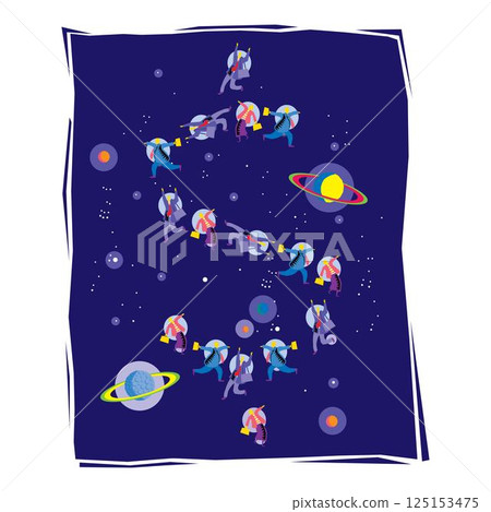 businessman in space dancing in galaxy people in space vector businessman in space dancing in galaxy people in space vector 125153475
