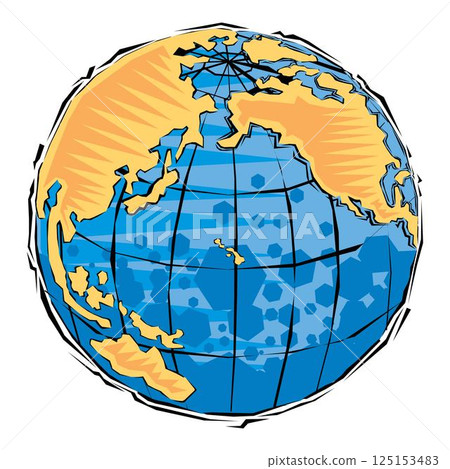 hand drawn abstract Clipart of Global earth planet map 125153483