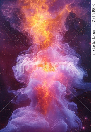 Abstract Cosmic Design with Shimmering Purple and Orange Colors in Space Abstract Cosmic Design with Shimmering Purple and Orange Colors in Space 125153908