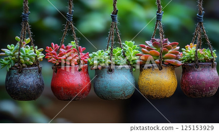 Whimsical Succulents Hanging in Unique Pots for a Peaceful Atmosphere Whimsical Succulents Hanging in Unique Pots for a Peaceful Atmosphere 125153929