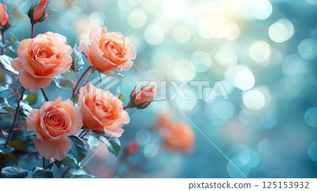 Elegant Pastel Flower Arrangement with Roses for Peaceful and Serene Decor 125153932