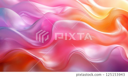 Smooth Pearlescent Abstract Surface with Flowing Colors and Gentle Waves 125153943