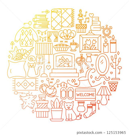 Sweet Home Line Icon Circle Design 125153965