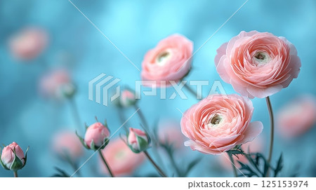 Elegant Pastel Flower Arrangement Featuring Soft Pink Roses and Delicate Background 125153974