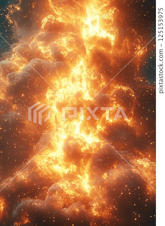 Vibrant Cosmic Surreal Scene with Fiery Clouds and Sparkling Background Effects Vibrant Cosmic Surreal Scene with Fiery Clouds and Sparkling Background Effects 125153975