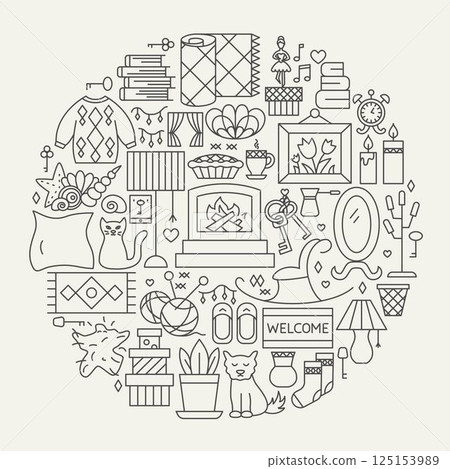 Sweet Home Line Icons Circle 125153989