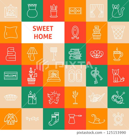 Sweet Home Line Icons 125153990