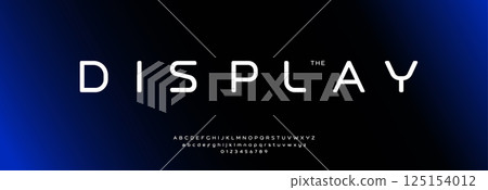 Futuristic minimalist display font with rounded geometric letters, clean digital style alphabet. Modern tech-inspired typeface for sci-fi space branding, clean UI, HUD, logo design. Vector typeset Futuristic minimalist display font with rounded geometric letters, clean digital style alphabet. Modern tech-inspired typeface for sci-fi space branding, clean UI, HUD, logo design. Vector typeset 125154012