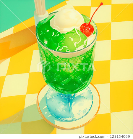 AI-generated image of cream soda at a retro cafe 125154069