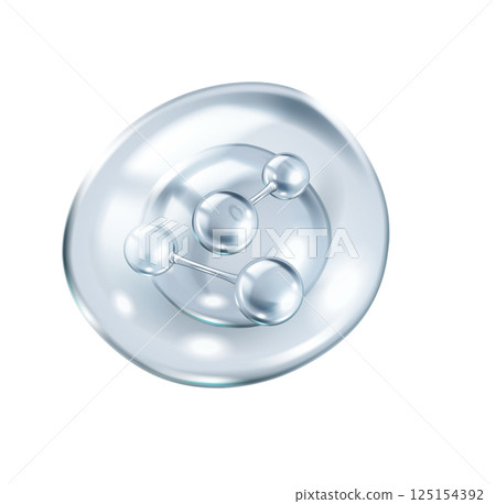 Silver collagen molecules inside clear bubble illustration 125154392