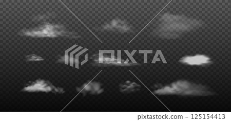 Realistic Cloud Set on Transparent Background 125154413
