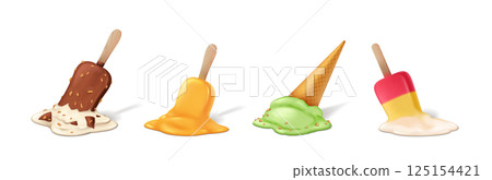 Melting Ice Cream Collection with Various Flavors Melting Ice Cream Collection with Various Flavors 125154421