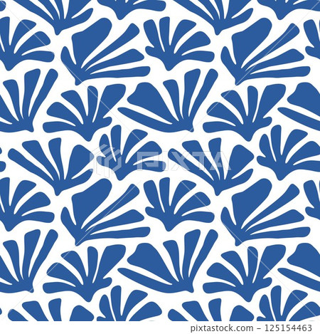 Seamless hand drawn seaweed pattern ocean doodle marine fabric design blue 125154463